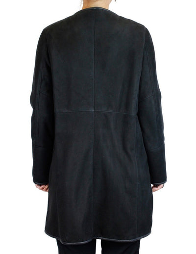 Black Merino Shearling Lamb fur coat from Di Bello