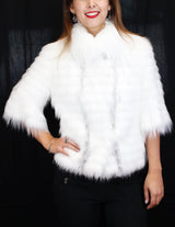 FEATHERED WHITE ARCTIC FOX SHORT SLEEVED JACKET - from THE REAL FUR DEAL & DAVID APPEL FURS new and pre-owned online fur store!
