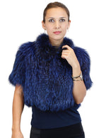 ROYAL BLUE CANADIAN SILVER FOX FUR SHORT SLEEVED BOLERO JACKET - from THE REAL FUR DEAL & DAVID APPEL FURS new and pre-owned online fur store!