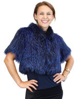ROYAL BLUE CANADIAN SILVER FOX FUR SHORT SLEEVED BOLERO JACKET - from THE REAL FUR DEAL & DAVID APPEL FURS new and pre-owned online fur store!