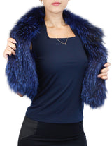 ROYAL BLUE CANADIAN SILVER FOX FUR SHORT SLEEVED BOLERO JACKET - from THE REAL FUR DEAL & DAVID APPEL FURS new and pre-owned online fur store!