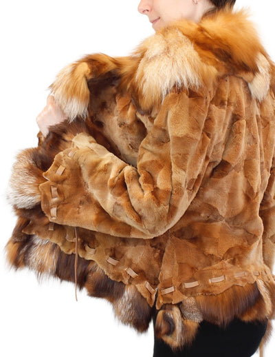 MEDIUM/LARGE GOLDEN SHEARED MINK & RUBY FOX FUR JACKET - from THE REAL FUR DEAL & DAVID APPEL FURS new and pre-owned online fur store!