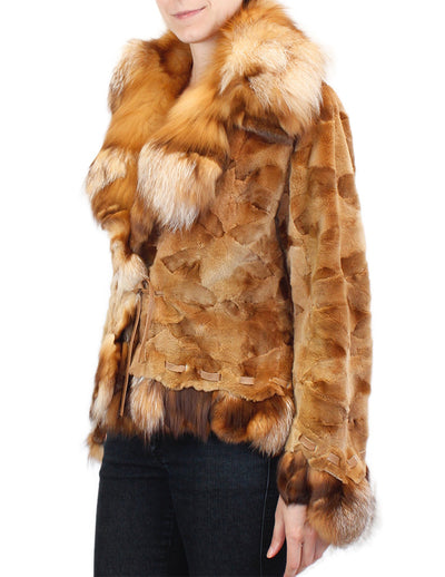 MEDIUM/LARGE GOLDEN SHEARED MINK & RUBY FOX FUR JACKET - from THE REAL FUR DEAL & DAVID APPEL FURS new and pre-owned online fur store!