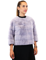 Lavender Horizontal Collarless Mink Fur Jacket