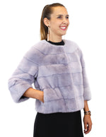 Lavender Horizontal Collarless Mink Fur Jacket