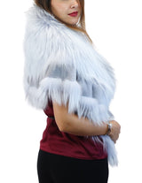 GRAY LAVENDER BLUE DYED SILVER FOX FUR & RABBIT FUR COLLAR/SHAWL/WRAP - from THE REAL FUR DEAL & DAVID APPEL FURS new and pre-owned online fur store!