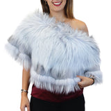 GRAY LAVENDER BLUE DYED SILVER FOX FUR & RABBIT FUR COLLAR/SHAWL/WRAP - from THE REAL FUR DEAL & DAVID APPEL FURS new and pre-owned online fur store!