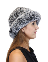 KNITTED REX RABBIT FUR HAT W/ ADJUSTABLE BRIM - from THE REAL FUR DEAL & DAVID APPEL FURS new and pre-owned online fur store!