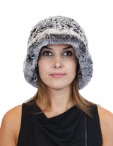 KNITTED REX RABBIT FUR HAT W/ ADJUSTABLE BRIM - from THE REAL FUR DEAL & DAVID APPEL FURS new and pre-owned online fur store!
