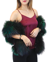 GREEN & BLACK DYED SILVER FOX FUR COLLAR/SHAWL/WRAP - from THE REAL FUR DEAL & DAVID APPEL FURS new and pre-owned online fur store!