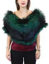 GREEN & BLACK DYED SILVER FOX FUR COLLAR/SHAWL/WRAP - from THE REAL FUR DEAL & DAVID APPEL FURS new and pre-owned online fur store!
