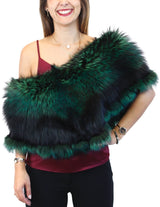 GREEN & BLACK DYED SILVER FOX FUR COLLAR/SHAWL/WRAP - from THE REAL FUR DEAL & DAVID APPEL FURS new and pre-owned online fur store!
