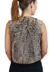 NATURAL GOLDEN RUSSIAN BROADTAIL FUR SHORT MENS-STYLE VEST - from THE REAL FUR DEAL & DAVID APPEL FURS new and pre-owned online fur store!