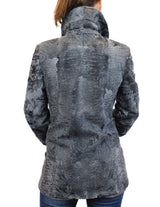 RARE NATURAL GRAY RUSSIAN BROADTAIL FITTED DOUBLE-BREASTED PEACOAT SUIT JACKET - from THE REAL FUR DEAL & DAVID APPEL FURS new and pre-owned online fur store!