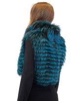 TEAL GREEN DYED FOX FUR CROPPED VEST - from THE REAL FUR DEAL & DAVID APPEL FURS new and pre-owned online fur store!