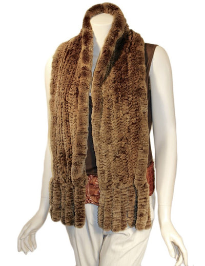 KNITTED REX RABBIT FUR SCARF - from THE REAL FUR DEAL & DAVID APPEL FURS new and pre-owned online fur store!