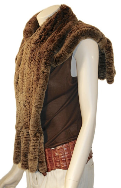 KNITTED REX RABBIT FUR SCARF - from THE REAL FUR DEAL & DAVID APPEL FURS new and pre-owned online fur store!