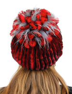 KNITTED REX RABBIT FUR & FOX FUR BEANIE, HAT - from THE REAL FUR DEAL & DAVID APPEL FURS new and pre-owned online fur store!