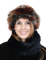 MULTICOLOR KNITTED REX RABBIT FUR & FOX FUR POM-POM BEANIE, HAT - from THE REAL FUR DEAL & DAVID APPEL FURS new and pre-owned online fur store!