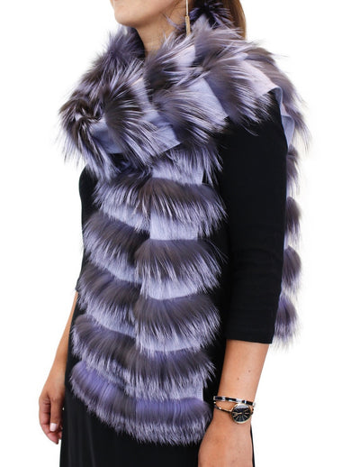 LAYERED SILVER FOX FUR & KNITTED CASHMERE SCARF - from THE REAL FUR DEAL & DAVID APPEL FURS new and pre-owned online fur store!