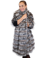 LAYERED SILVER FOX FUR AND GRAY KNITTED CASHMERE WRAP, SHAWL - from THE REAL FUR DEAL & DAVID APPEL FURS new and pre-owned online fur store!