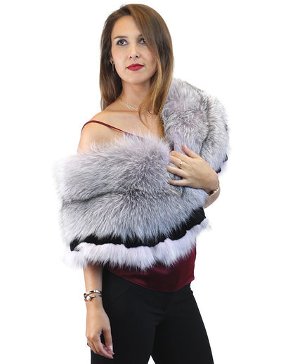 LIGHT PURPLE LAVENDER DYED SILVER FOX FUR & RABBIT FUR COLLAR/SHAWL/WRAP - from THE REAL FUR DEAL & DAVID APPEL FURS new and pre-owned online fur store!