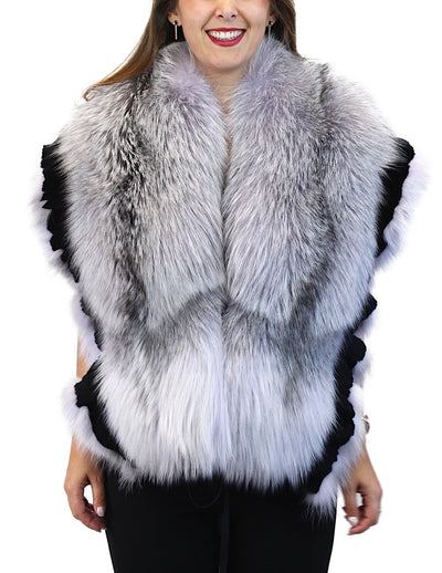 LIGHT PURPLE LAVENDER DYED SILVER FOX FUR & RABBIT FUR COLLAR/SHAWL/WRAP - from THE REAL FUR DEAL & DAVID APPEL FURS new and pre-owned online fur store!