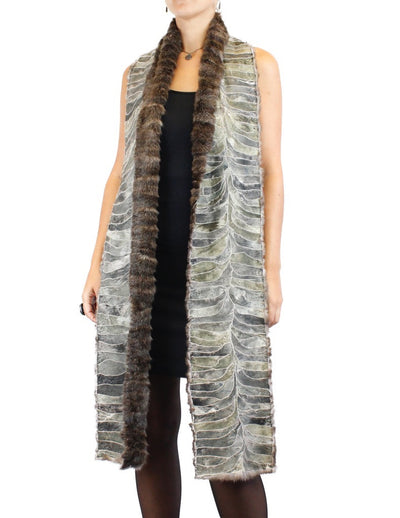 Women's Barguzin Russian Sable Fur Extra Long Raw Edge Scarf