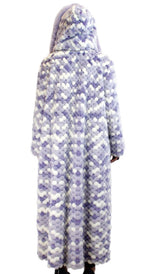 PRE-OWNED - NEVER WORN! - XL LONG PURPLE & WHITE MINK AND FOX FUR <b>REVERSIBLE</b> HOODED COAT - from THE REAL FUR DEAL & DAVID APPEL FURS new and pre-owned online fur store!