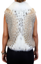 NATURAL MONTANA LYNX FUR VEST WITH WHITE SHADOW FOX FUR TRIM - from THE REAL FUR DEAL & DAVID APPEL FURS new and pre-owned online fur store!