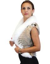 NATURAL MONTANA LYNX FUR VEST WITH WHITE SHADOW FOX FUR TRIM - from THE REAL FUR DEAL & DAVID APPEL FURS new and pre-owned online fur store!