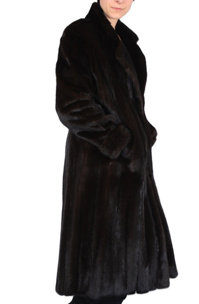 PRE-OWNED MEDIUM/LARGE DARK MINK FUR COAT - LONG SLEEVES & ROLL-UP CUFFS! - from THE REAL FUR DEAL & DAVID APPEL FURS new and pre-owned online fur store!