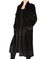 PRE-OWNED MEDIUM/LARGE DARK MINK FUR COAT - LONG SLEEVES & ROLL-UP CUFFS! - from THE REAL FUR DEAL & DAVID APPEL FURS new and pre-owned online fur store!