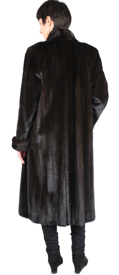 PRE-OWNED MEDIUM/LARGE DARK MINK FUR COAT - LONG SLEEVES & ROLL-UP CUFFS! - from THE REAL FUR DEAL & DAVID APPEL FURS new and pre-owned online fur store!