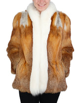 PRE-OWNED MEDIUM/LARGE RED FOX FUR JACKET WITH SHADOW FOX TRIM - from THE REAL FUR DEAL & DAVID APPEL FURS new and pre-owned online fur store!