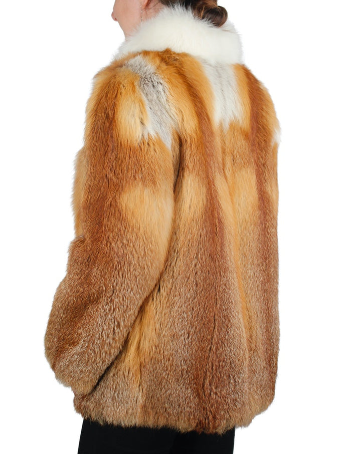 White Rabbit Fur Jacket Reversible-Fur Trim