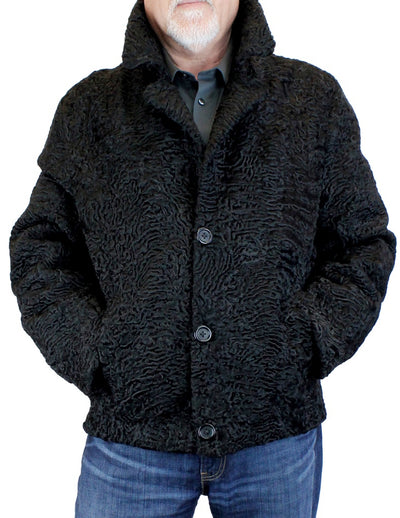 MEN'S BLACK PERSIAN LAMB FUR BOMBER JACKET - from THE REAL FUR DEAL & DAVID APPEL FURS new and pre-owned online fur store!