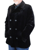 MEN'S BLACK SHEARED MINK FUR FITTED DOUBLE-BREASTED JACKET, PEACOAT - from THE REAL FUR DEAL & DAVID APPEL FURS new and pre-owned online fur store!