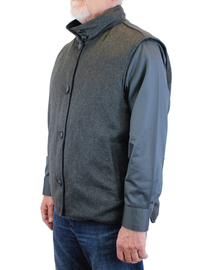 MEN S REVERSIBLE NAVY BLUE SUEDE LEATHER GRAY CASHMERE VEST