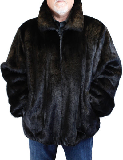 MEN'S DARK RANCH MINK FUR AND LEATHER BOMBER JACKET - from THE REAL FUR DEAL & DAVID APPEL FURS new and pre-owned online fur store!