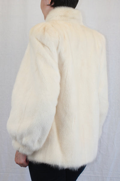 PRE-OWNED MEDIUM GLACIAL MINK FUR JACKET! BEAUTIFUL OFF-WHITE COLOR! - from THE REAL FUR DEAL & DAVID APPEL FURS new and pre-owned online fur store!