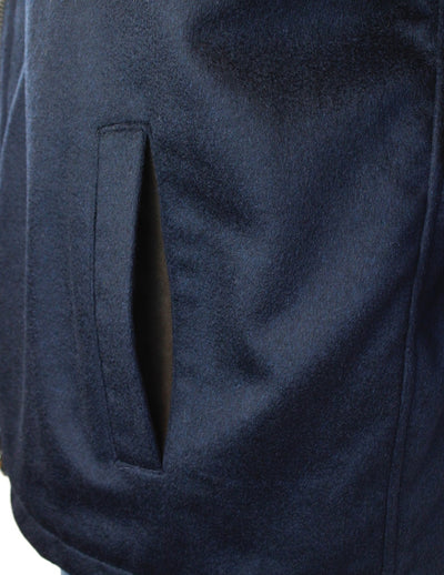 Men's Navy Blue Cashmere and Merino Shearling Vest