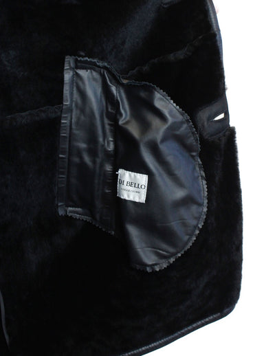 Men's Black Merino Shearling Coat w/ leather exterior