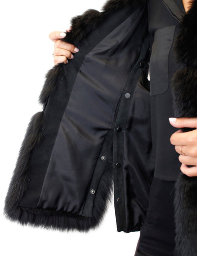 BLACK SHEARED MINK & FOX FUR CONVERTIBLE VEST, SCARF - from THE REAL FUR DEAL & DAVID APPEL FURS new and pre-owned online fur store!