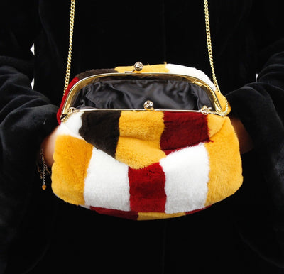 MULTICOLOR SHEARED MINK FUR MUFF PURSE, BAG - from THE REAL FUR DEAL & DAVID APPEL FURS new and pre-owned online fur store!