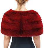 DARK RED DYED MINK FUR HORIZONTAL PLEATED CAPELET, BURGUNDY - from THE REAL FUR DEAL & DAVID APPEL FURS new and pre-owned online fur store!