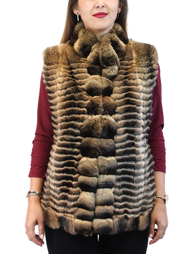 FAWN BROWN FEATHERED CHINCHILLA FUR VEST - from THE REAL FUR DEAL & DAVID APPEL FURS new and pre-owned online fur store!