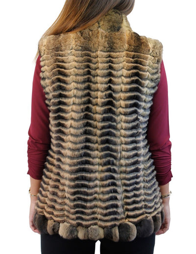 FAWN BROWN FEATHERED CHINCHILLA FUR VEST - from THE REAL FUR DEAL & DAVID APPEL FURS new and pre-owned online fur store!