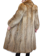 PRE-OWNED MEDIUM/LARGE NATURAL FINNISH RACCOON FUR COAT - THICK FUR! - from THE REAL FUR DEAL & DAVID APPEL FURS new and pre-owned online fur store!