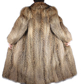 PRE-OWNED MEDIUM/LARGE NATURAL FINNISH RACCOON FUR COAT - THICK FUR! - from THE REAL FUR DEAL & DAVID APPEL FURS new and pre-owned online fur store!